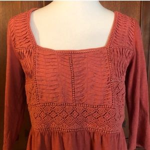NWOT Meadow Rue Coral Long Sleeve Blouse Size M